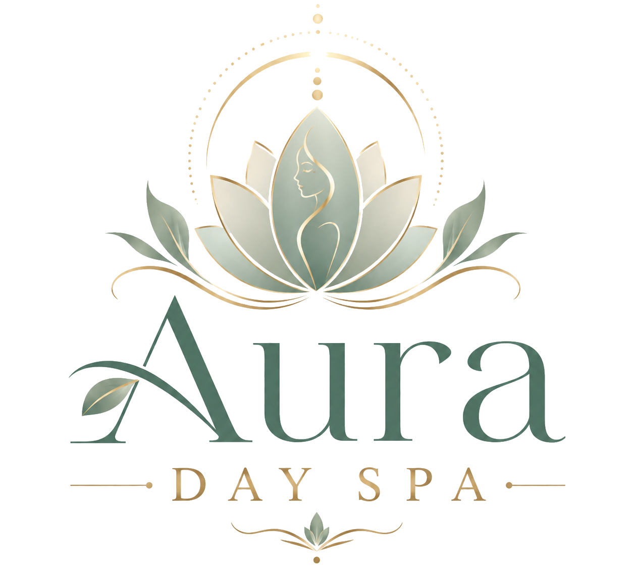 Aura Day Spa Green Gold Lotus Logo